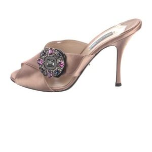Prada Satin Heels with Embellished Accent